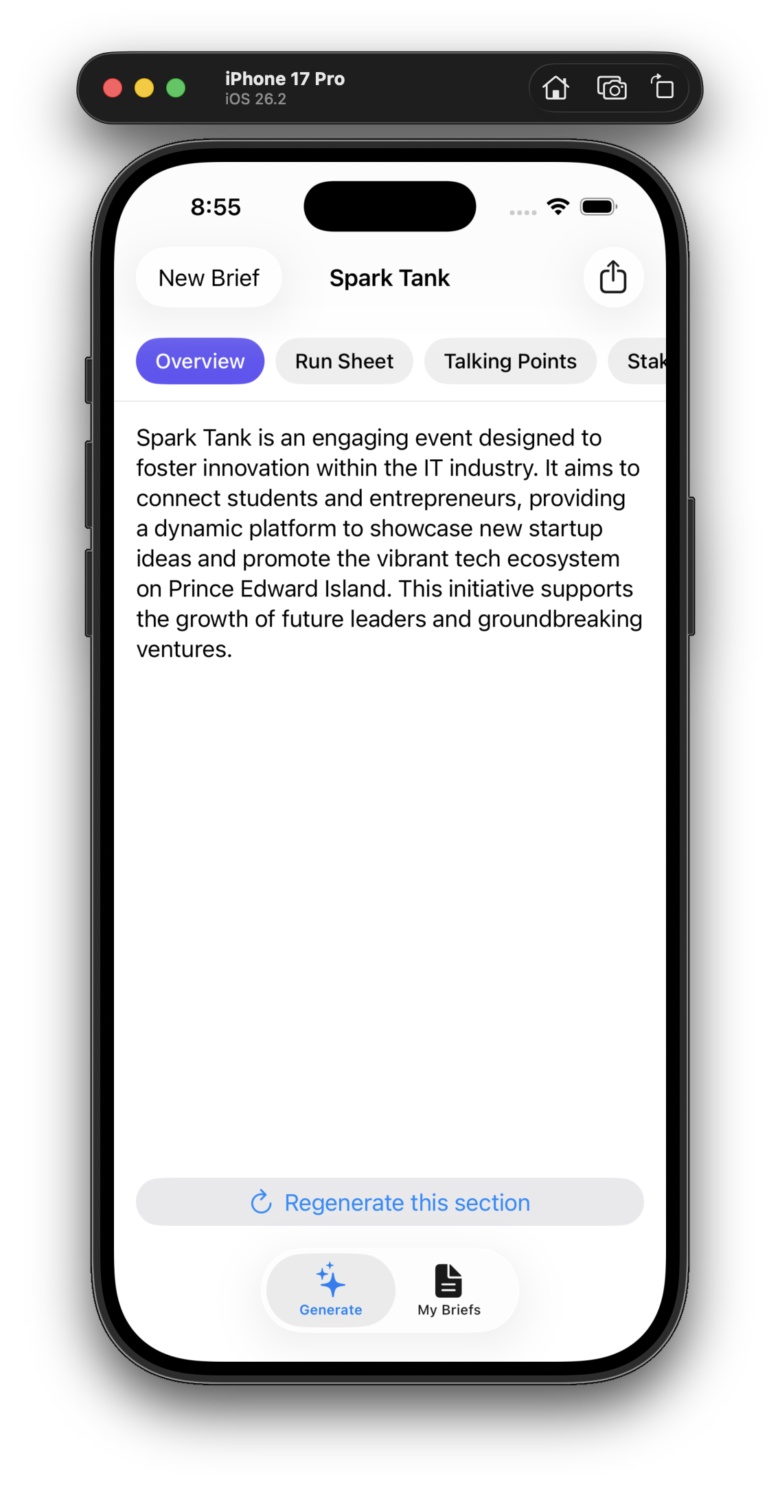 BriefAI generated talking points